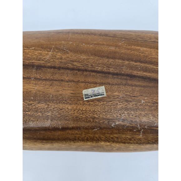 Vintage Hand-Carved Wooden Divided Serving Tray - Picture 6 of 8